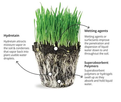 Hydretain Root Zone Moisture Manager - Drought Protection and Moisture Control for Lawns, Gardens, Containers - Reduces Watering, Delays Wilt - Covers up to 1,000 Sq Ft (3 lbs, Granule)