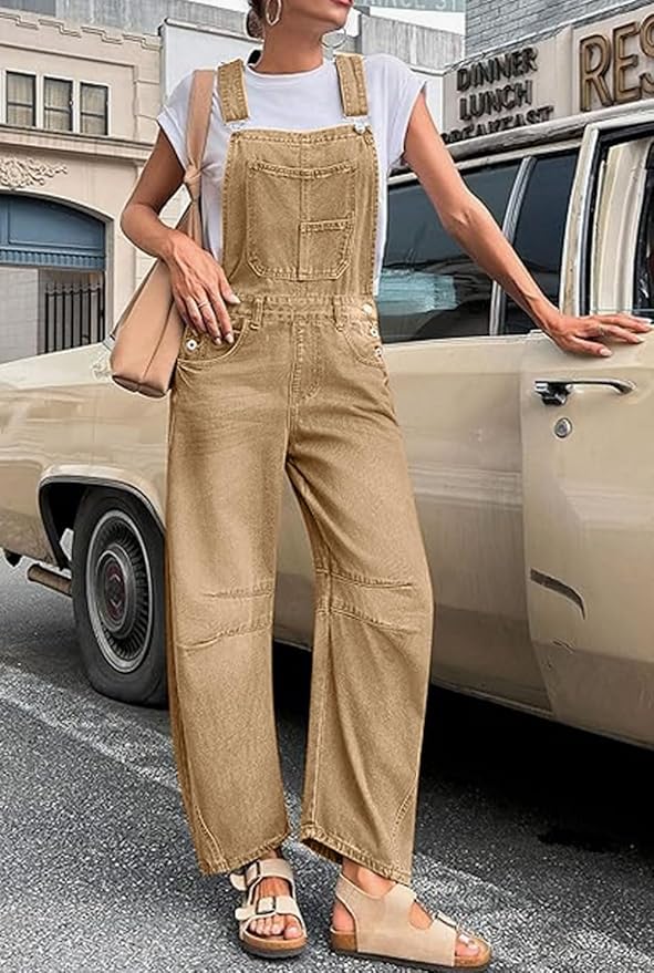 loveimgs Women Y2k Baggy Barrel Jeans Overalls Wide Leg Denim Pants Bib Overalls Jumpsuit Boyfriend Patchwork Jeans