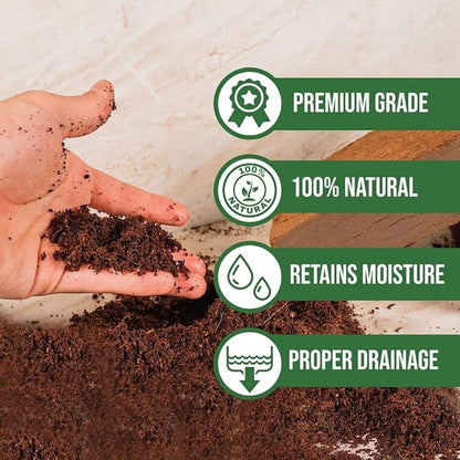 Coco Coir for Plants 6-Pack – 2.4 Gallons Compressed Coconut Coir Bricks, 1.5 lb. Bulk, Low EC, pH Balanced, Natural Coco Peat for Indoor & Outdoor Gardening, Potting Soil, Indoor Plant Soil