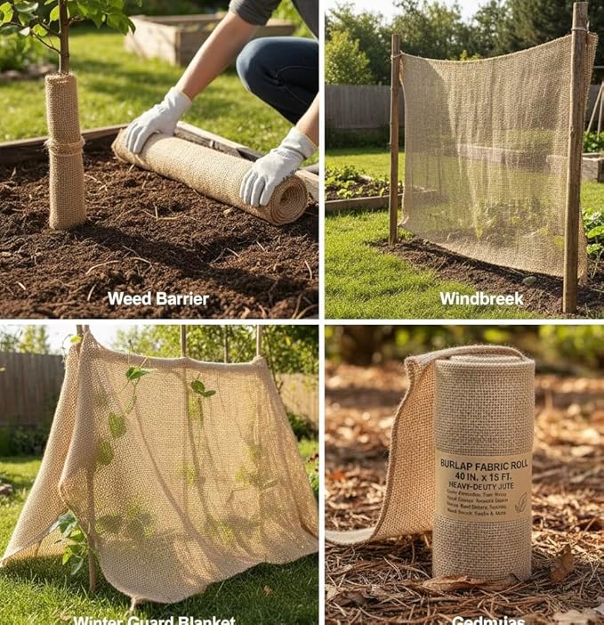 40 Inch x 15 Feet Gardening Burlap Liners - Loose Weave Jute for Raised Beds, Seed Cover & Garden Blanket (50 Sq Ft)