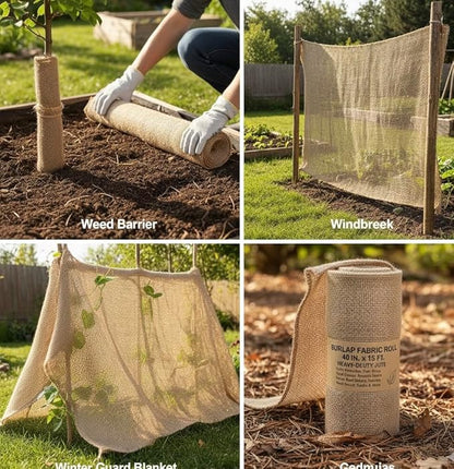 40 Inch x 15 Feet Gardening Burlap Liners - Loose Weave Jute for Raised Beds, Seed Cover & Garden Blanket (50 Sq Ft)