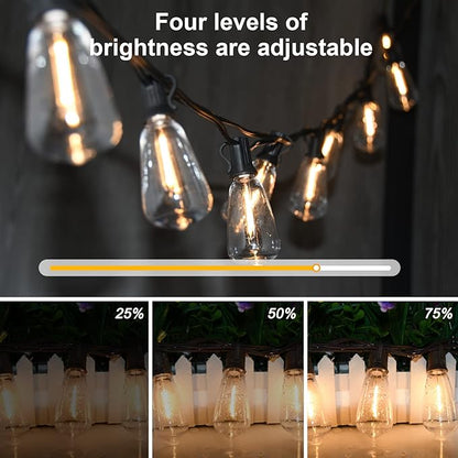 Outdoor LED String Lights 20Ft ST40 Outdoor Patio String Lights with 22 Shatterproof Edison Style LED Bulbs, Hanging Backyard Lights Waterproof UL Listed for Garden Bistro Porch Wedding Decor-Black