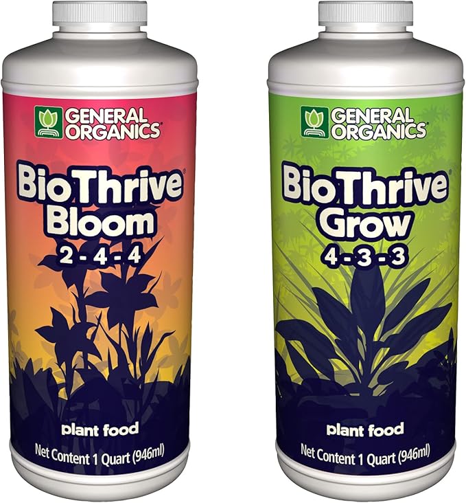 General Organics Nutrient Growing System - Plant Food Bundle, Includes BioThrive Grow 4-3-3 and BioThrive Bloom 2-4-4, 1 Quart (VB00088)