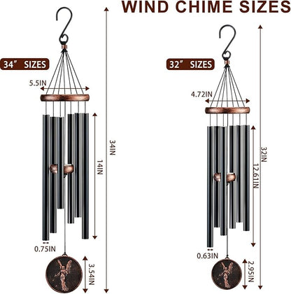 Wind Chimes for Outside, Vintage Angel Deep Tone Wind Chime Outdoor Clearance, Memorial/Festivals/Birthday Gift for Mom Dad Women Grandma, Home Garden Patio Decor (34" Angel)