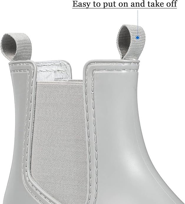 DKSUKO Rain Boots Women Waterproof Chelsea Boots Ankle Garden Shoes for Ladies Rubber Short Rainboots with Removable Comfort Insole for Outdoor Work Deck Mud Boots