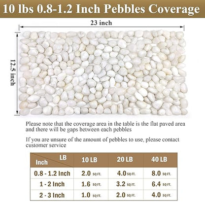 10 lbs White Pebbles for Indoor Plants, 0.8-1.2 Inch Small White River Rocks Stones for Planters, Vases, Fish Tank, Garden, Landscaping, Top Dressing and Bottem Drainage