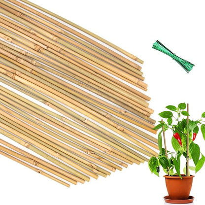 35Pcs Plant Stakes,Premium Natural Bamboo Garden Stakes,Bamboo Sticks Support for Indoor and Outdoor Plants,Tomato,Vegetables Beans,Potted and Climbing Plants