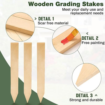 20 Pieces Wooden Garden Stakes 12 Inch Grade and Survey Stakes Wooden Garden and Sign Posts for Plant Support Silt Fence Yard Farm Survey Boundaries Baselines