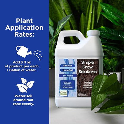 Super Seaweed Humic Fulvic Acid Blend- Liquid Carbon - Soil Hume - Simple Grow Solutions- Natural Lawn & Garden Concentrated Treatment- Increase Nutrient Uptake (64 Ounce)