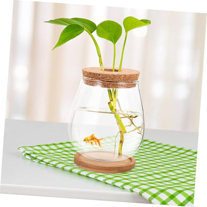 Milisten 1 Set Hydroponic Glass Vase DIY Cork Bottle Micro Landscape Bottle Coral Jar Aquarium Glass Terrarium Cork Planter Terrarium Dill