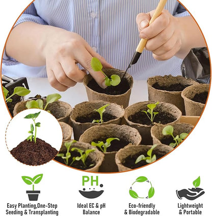 Riare 100 Pcs 40mm Organic Coco Coir Seed Starter Soil, Compressed Coconut Coir Potting Soil Mix for Seed Starting, Coconut Fiber Pellet for Planting Indoor & Outdoor Plants, Vegetables, Garden