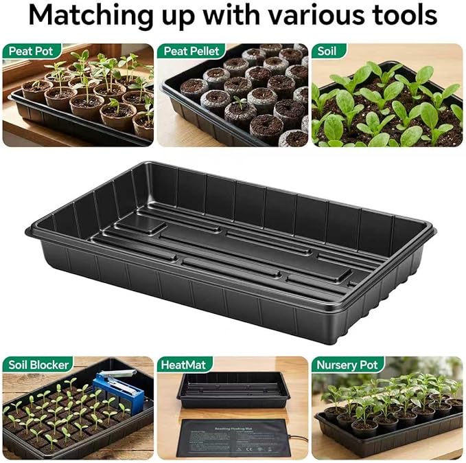 10 Plant Growing Trays,Plant Tray, Seed Tray, Seedling Tray, Propagation Tray, Plant Trays for Seedlings, Planting Trays, Seedling Starter Tray(No Drain Holes)
