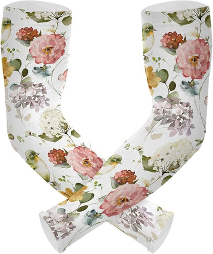 Wamika Gardening Sleeves Spring Globe Daisy Flowers Farm Sun Protective Arm Sleeves with Tumb Hole