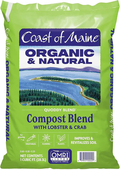 Coast of Maine Quoddy Blend, 1 cu ft (Pack of 6) Organic and Natural Compost Blend with Lobster and Crab - Improves and Revitalizes Soil