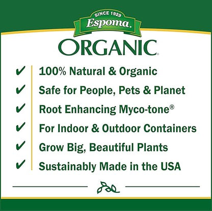 Espoma Bio-Tone Starter Plus 25 lb Natural & Organic Plant Food – Enhanced with Beneficial Microbes & Mycorrhizae, Complete Gardening Kit with My Garden Pool Soil pH Test Strips and Claw Gloves