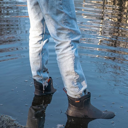 Showave Men's Ankle Rain Boots Waterproof Rubber Garden Boots Durable Slip on Rain Shoes for Outdoor Mud Yard Chore