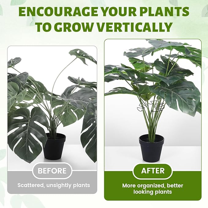 4 PCS Monstera Plant Support, Plant Support Stakes for Indoor Plants Plant Stem Support Metal Monstera Plant Stabilizer Holder Plant Clips for Climbing Plants Support for Thriving Growth