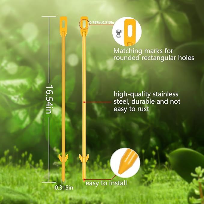 2 Pack Metal Yard Sign Stakes, 16.5" Yellow Painted Durable Waterproof Windproof, Secure Plants, Tents, Balloons & Lights, Hardware Included for Signs & Outdoor Use