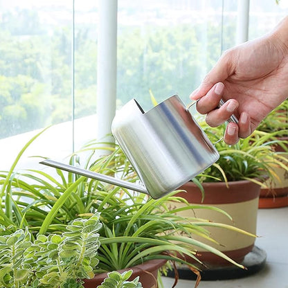 Watering Cans, 10oz/300ml Stainless Steel Long Spout Small Watering Sprinkling Pot, Indoor Outdoor Garden Flower Succulents Plant Watering Cans, Stylish Gardening Decoration(Silver)