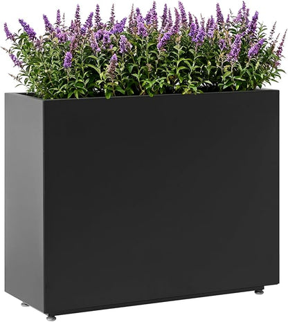 30-Inch Tall Elevated Metal Planter, 36Wx11Dx30H Outdoor Planter Box with Removable Partition & Adjustable Feet, for Patio, Yard, Deck, Easy Assembly & Drainage Holes, Black