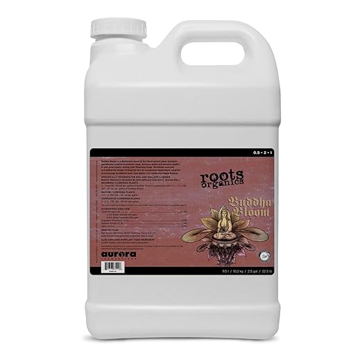 Roots Organics Buddha Bloom Liquid Flowering Nutrient for Plants, Designed for Soil and Soilless Gardens, for Continuous Liquid Feeding, 2.5 Gallons