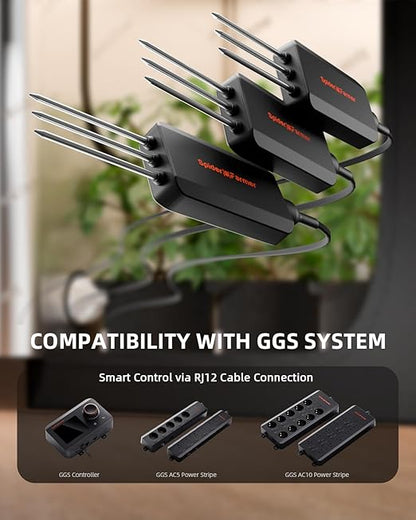 Spider Farmer GGS 3 in 1 Soil Sensor Pro 3Pcs, EC Moisture Temp Meter Tester with RJ12 Support Smart APP Control for Garden Indoor Grow Tent Room