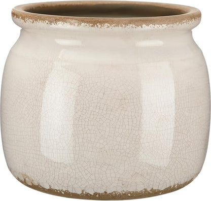 Vintage Planter Large Ceramic Plants Pot Pure Beige Vintage Crack Cottage Scroll Vase Flower Vase Pot Indoor Plants Home Decor Farmhouse Antique Decorative Gifts