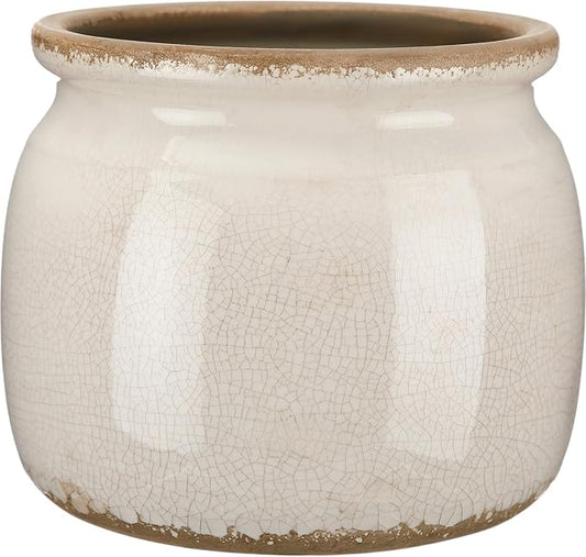 Vintage Planter Large Ceramic Plants Pot Pure Beige Vintage Crack Cottage Scroll Vase Flower Vase Pot Indoor Plants Home Decor Farmhouse Antique Decorative Gifts