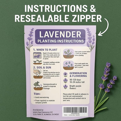 20000+ Lavender Seeds Bulk- Non GMO Premium English Lavender Seeds for Planting Outdoors or Intdoors, 2026 Wildflower Seed Grow Fragrant Gardens, DIY Essential Oils, Perfect for Home Gardeners, Gifts