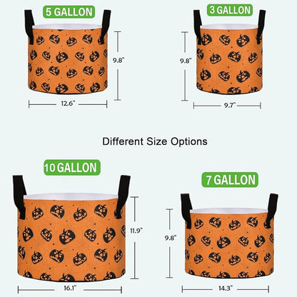 3 Gallon Pumpkins Spider Web Halloween Heavy Duty Grow Bag Breathable Planter Pot Containers with Handles for Potato Tomato Fruits Vegetables Flowers