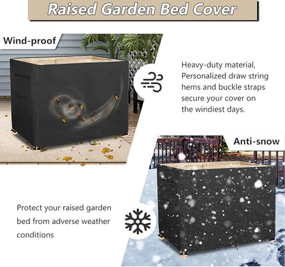 Outdoor Raised Garden Bed Winter Cover with Transparent PVC Top Window,Waterproof Heavy Duty Covers with Split Zipper for 48 x 24 x 30 inch Elevated Wood Planter Box Stand(Black,Cover only)