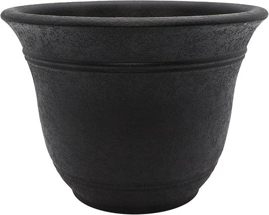 The HC Companies Sierra Round Self-Watering Pot - Lightweight Plastic Planter for Herbs & More - Durable Plant Pots for Indoor Plants & Outdoor Plants (16” Black Onyx, Pack of 1)