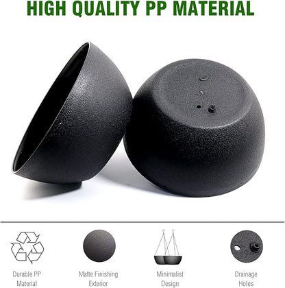 13 inch Large Hanging Planters Plant Pots for Outdoor Indoor Plants with Drainage Holes and Chain, 2 Pack Round Hanging Flower Pots for Garden Home Porch Decor, Black