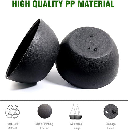 WOUSIWER 13 inch 2Pack Large Hanging Planters for Outdoor Indoor Plants with Drainage Holes and Chain, Round Hanging Flower Pots for Garden Home Porch Decor, Black