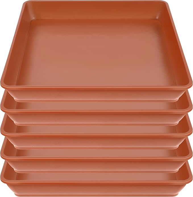 5 Pack Square Plant Saucer 12 Inch, Saucer for Plant Pots, Plastic Plant Water Dray Tray, Flower Pot Saucers, Square Planters for Indoors and Outdoors Plants.