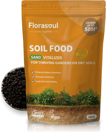 Florasoul® Organic Sandy Soil Conditioner (6.6 lbs) – High-Performance Water Retainer & Nutrient Booster – Plant-Based & Vegan – for Gardens, Lawns & Drought-Prone Areas