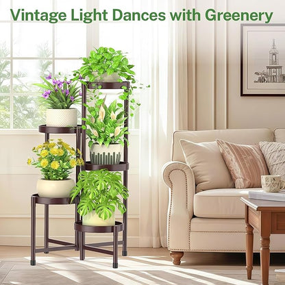 iDavosic.ly Plant Stand Indoor Outdoor, 5 Tier Corner Metal Flower Display Holder Shelf, Easy Assembly Folding Tall Orchid Rack for Patio Balcony Porch Garden Living Room House, Violet Bronze