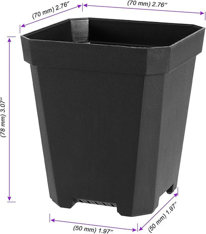 JOIKIT 120 Pack 3 Inch Black Square Nursery Pots, Plastic Plant Seedling Pot with Drainage Hole Saucers, Small Nursery Transplant Starter Planter for Indoor Outdoor Garden Office Balcony
