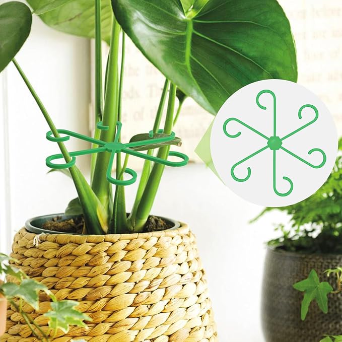 8PCS Climbing Plant Stem Support, 4 Sizes Plastic Houseplant Stem Holders, Reusable Flower Trellis Stem Stakes for Garden, Plant Growth Care Accessories Indoor, Outdoor - Green