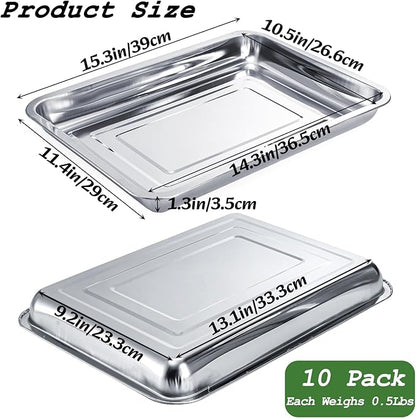 Youeon 10 Pack Seed Starter Tray 15.3x11.4x1.3 Inch, Stainless Steel Seed Sprouting Trays Germination Trays for Beans, Wheat Grass, Herbs, Broccoli & More, Plant Trays for Indoor Outdoor