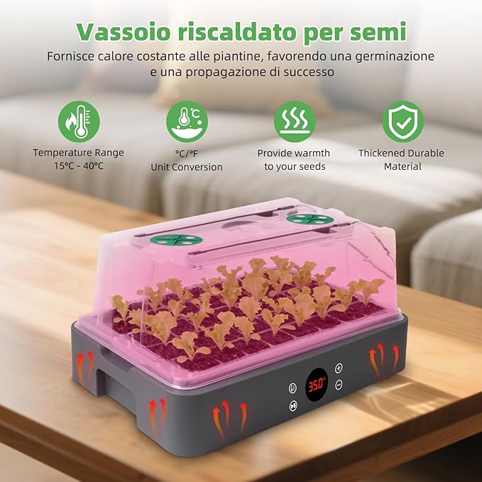 40-Cell Self-Watering Seed Starter Tray with Grow Light, 1-24H Timer, Humidity Dome, Soil pH Meter, Gloves, Seedling Tools, Indoor Kit for Plant Germination, Herbs, Vegetables, Flowers