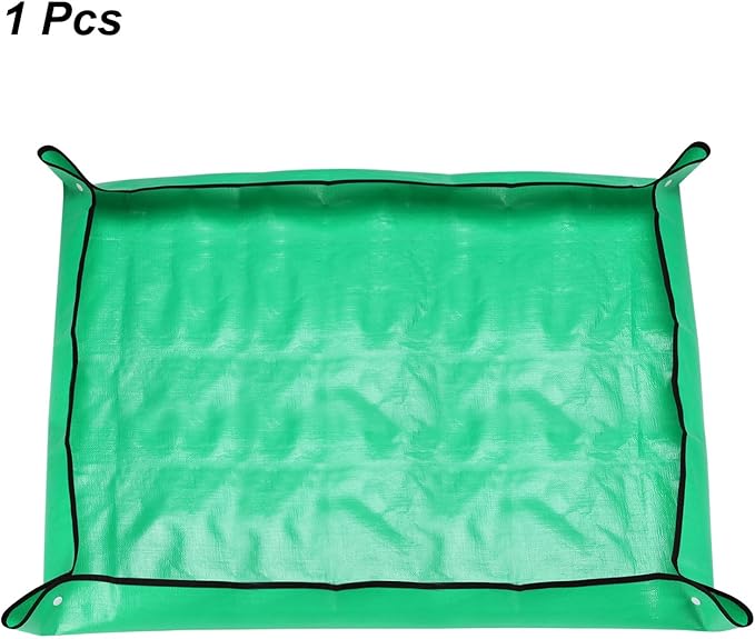 HARFINGTON Repotting Mat 39.4" x 59.1" PE Cloth Waterproof Plant Repotting Mat Foldable Portable Gardening Potting Tray with Plastic Buckle for Indoor Plant Change Soil Watering, Green