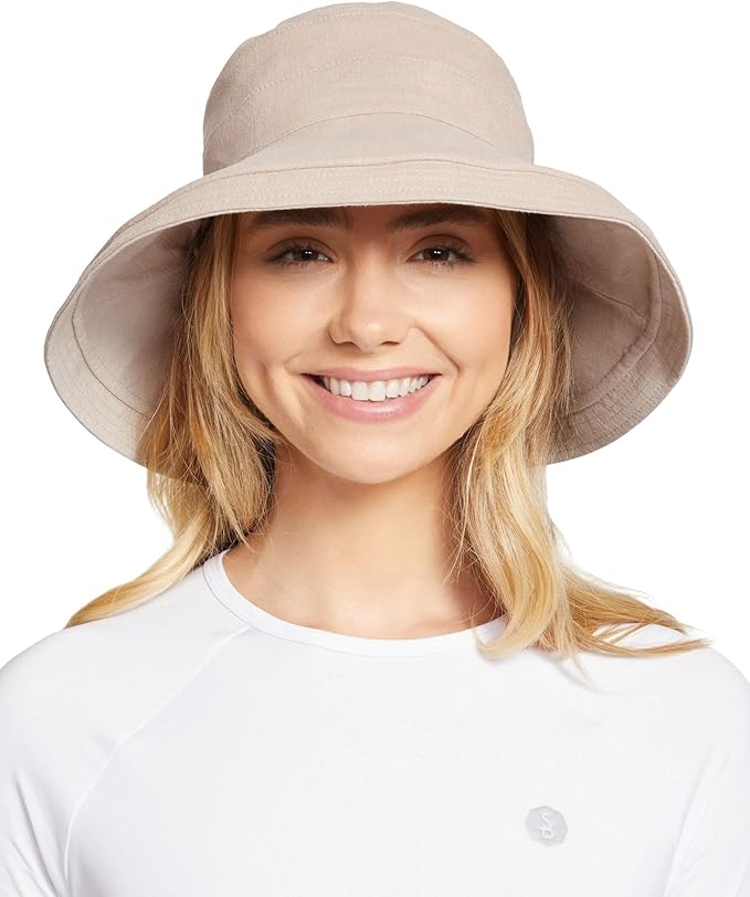 Solbari Women's Holiday Sun Hat UPF 50+ Packable UV Sun Protection Hat with Full Coverage Brim, Reversible, Adjustable Fit