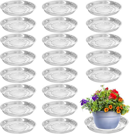 20 Packs 6 Inches Small Clear Plant Saucers for Indoor Outdoor Use Heavy Duty Plastic Plant Trays for Planter Bulk Flower Pot Drip Trays to Catch Water, 4 to 20 Inch