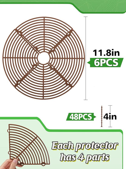 ANPHSIN 6 Pcs Plant Pot Grid Cover Protectors from Animals - 11.8" Dia Cuttable Flower Pot Soil Cover with 48 Stakes, Keep Cats Out of Potted Plants, Indoor Cat Digging Stopper, Baby Safety