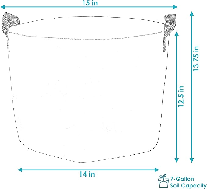 Sunnydaze 10-Pack of 7-Gallon Garden Grow Bags for Vegetables - Black 300 GSM Non-Woven Polypropylene Felt Fabric Flower Pots and Planters with Handles - Gardening Containers