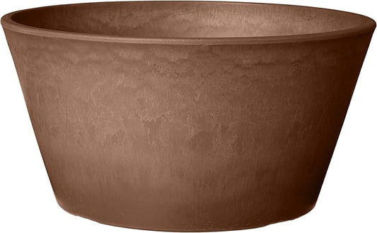 Arcadia Garden Products PSW Pot Collection TD25C Plastic/Stone/Wood Composite Shallow Bulb Pan - No Drainage Hole (Drillable), Planter for Succulents, Bonsai, Fairy Gardens, Herbs, 10-inch, Chocolate