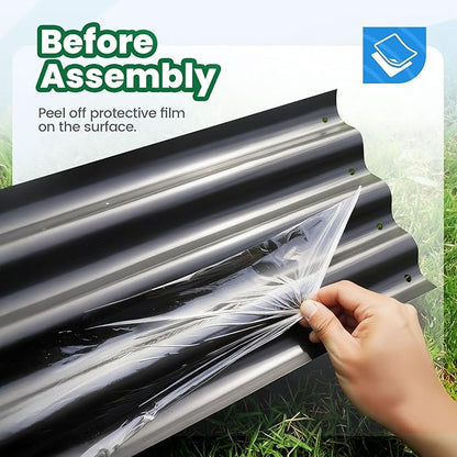 Quictent 4x3x2ft Galvanized Raised Garden Bed with Cover Metal Planter Box Kit, w/ 2 Large Screen Windows Mini Greenhouse 20pcs T Tags 1 Pair of Gloves Included Outdoor Growing Vegetables (Green)