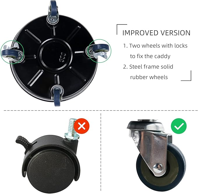 Choclaif Plant Caddy with Wheels,3 Pack Black Heavy Duty Plant Stand with Universal Wheels,Round Pot Trolley for Indoor Outdoor (14.48)