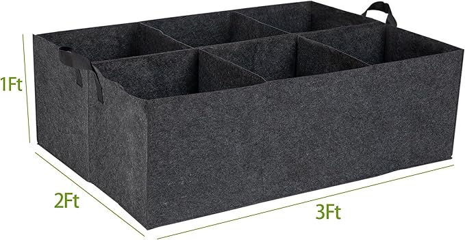1-Pack 6 Grids Fabric Grow Bags, 3x2x1ft Thickened 400G Nonwoven Fabric Raised Garden Beds with Handles - Indoor Outdoor Planters for Vegetables, Herbs, Flowers